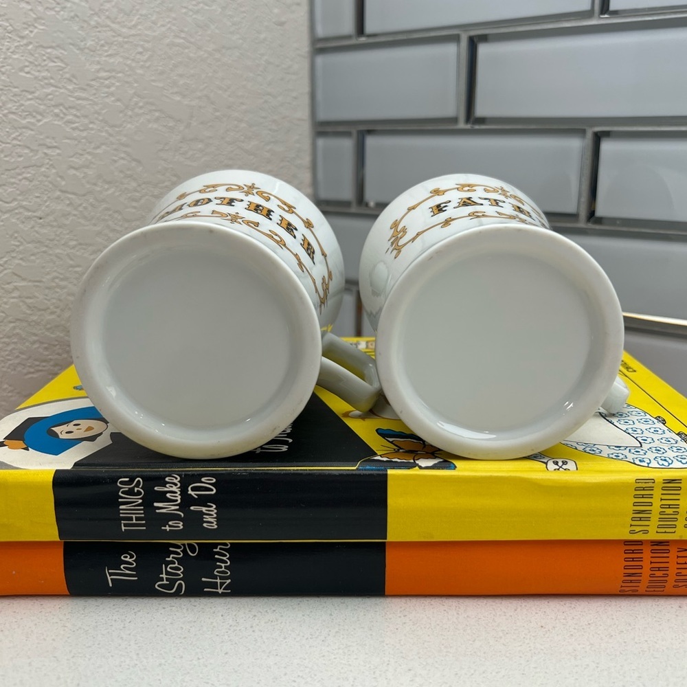 Vintage Mother Father Mugs Cups Porcelain - Picture 7 of 12